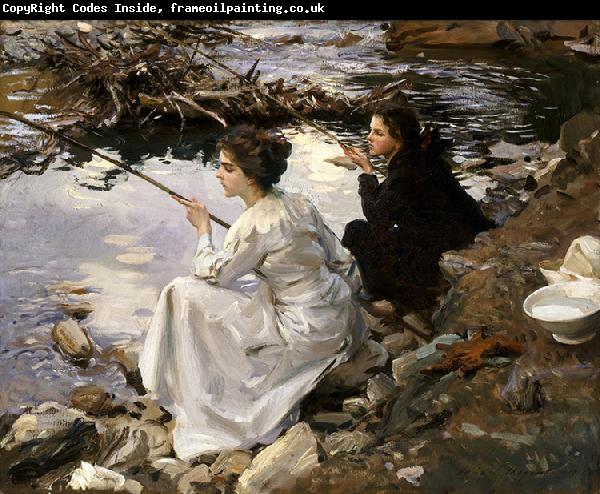 John Singer Sargent Two Girls Fishing